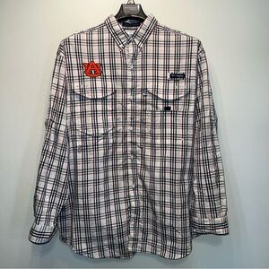 Columbia PFG Omni-Shade Super Bonehead Auburn Tigers LS Plaid Vented Shirt READ
